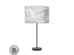 Fabrilamp moda grande lampe à poser noir gris, abat-jour textile motif vagues grises, 1 x e27, 63 cm