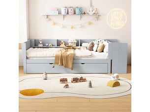 Lit gigogne 90x200 cm <strong>ZOVIRA</strong> <strong></strong> coloris gris
