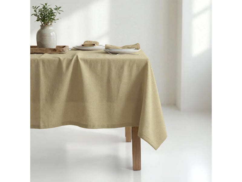  Nappe rectangle anti-tâches en coton 150x250 cm chambray lin, par soleil d'ocre  - Conforama A