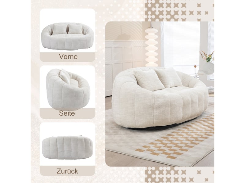  Canapé droit, 145 x 95 x 63 cm, fauteuil de détente moelleux à poser au sol, chenille, beige  - Conforama E