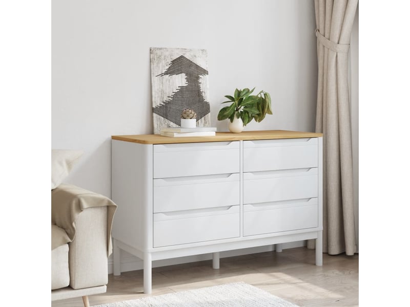  Commode chambre adulte, armoire à tiroirs floro blanc bois de pin massif shl77555  - Conforama C