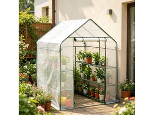Serre de jardin 143x143x195 cm avec porte zippée cravdom