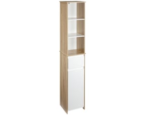 Armoire de salle de bain haute, colonne de salle de bain avec 1 porte, tiroir et 3 étagères, étagère réglable pour cuisine et salon, 32,6x30x171,2cm