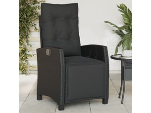 Chaise inclinable de jardin et repose-pied noir résine tressée shl7267