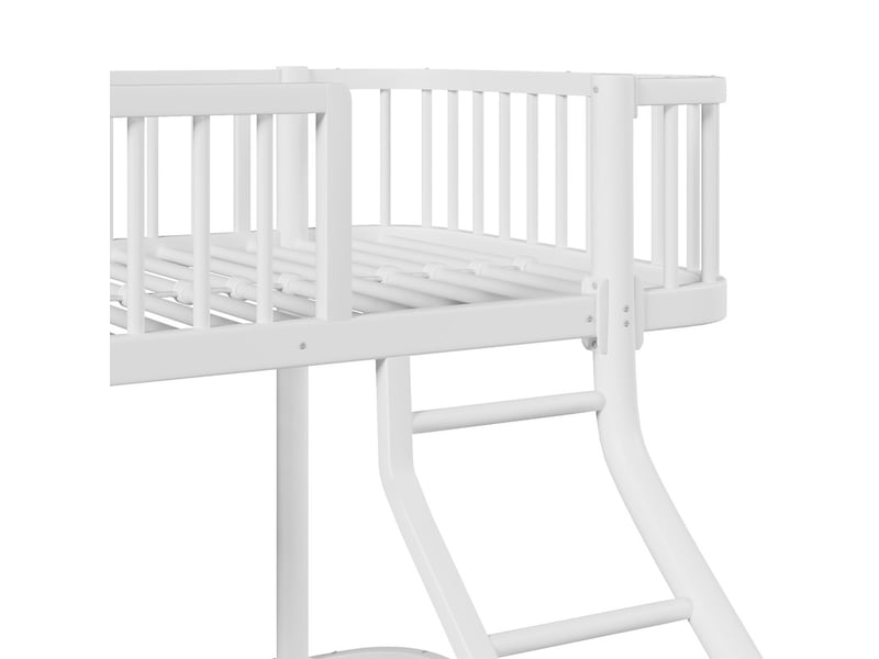  Lit superposé, 90 x 200 cm + 140 x 200 cm, cadre en fer, barrières de sécurité, échelle, sans matelas, blanc  - Conforama E