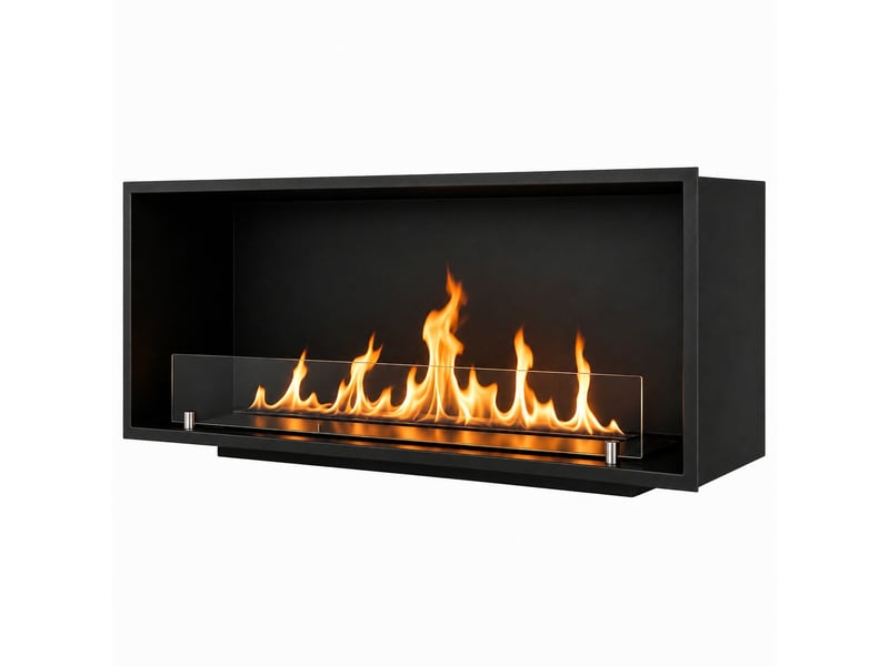  Saturno 120 - cheminée bioéthanol frontale 120x50x30 cm avec brûleur en acier de 3 litres  - Conforama D