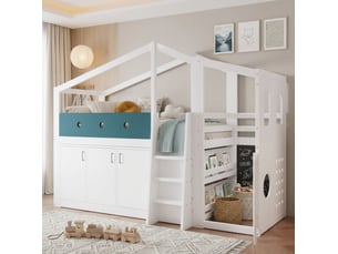 Lit cabane 90x200 cm <strong>HAUSS SPOLE</strong> <strong></strong> coloris blanc