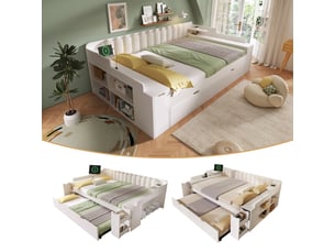 Lit banquette 140x190 cm <strong></strong> <strong>CozyNest</strong> coloris blanc
