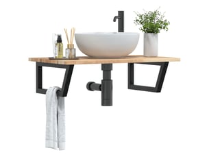 Étagère de vasque | étagère murale acier et bois massif d'acacia shl259