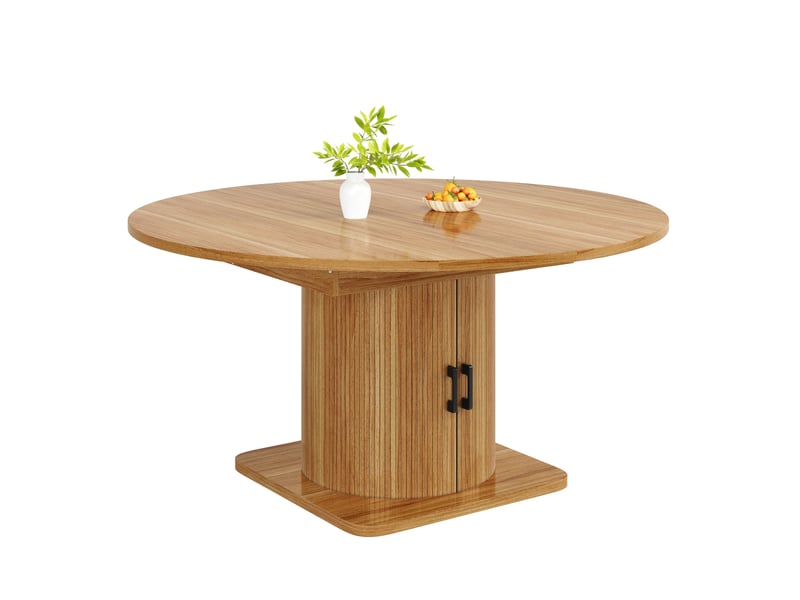  Table extensible avec rangement intégré pour salle à manger en mdf 118-158×118×76 cm marron foncé  - Conforama A