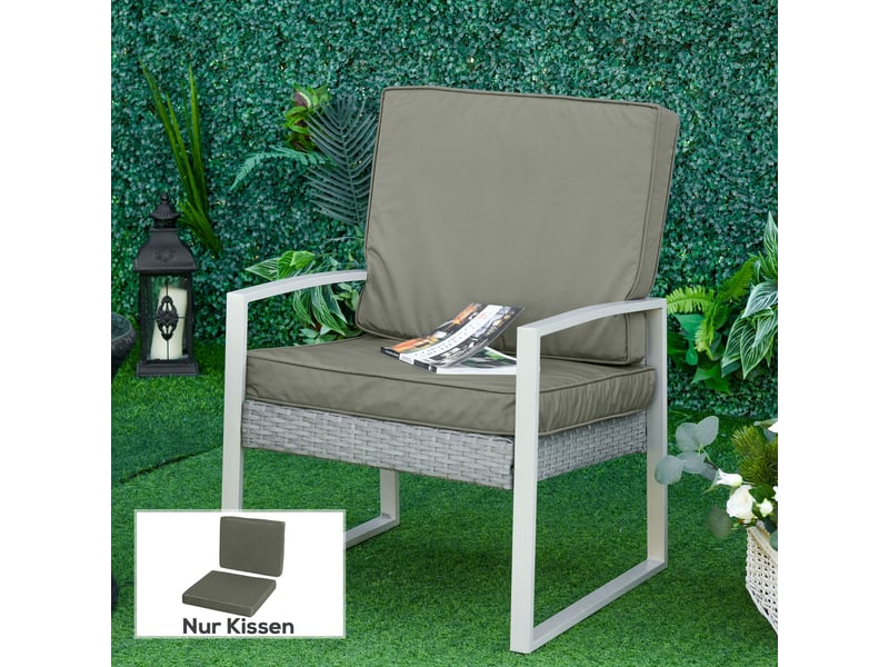  Ensemble de 2 coussins d'assise, 56 x 52 cm, housse en tissu avec fermeture éclair, épaisseur 7 cm, lavable, gris foncé  - Conforama C