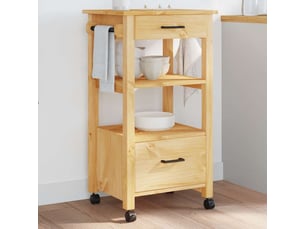 Desserte de cuisine, chariot de rangement monza 48x40x88,5 cm bois massif de pin shl58044