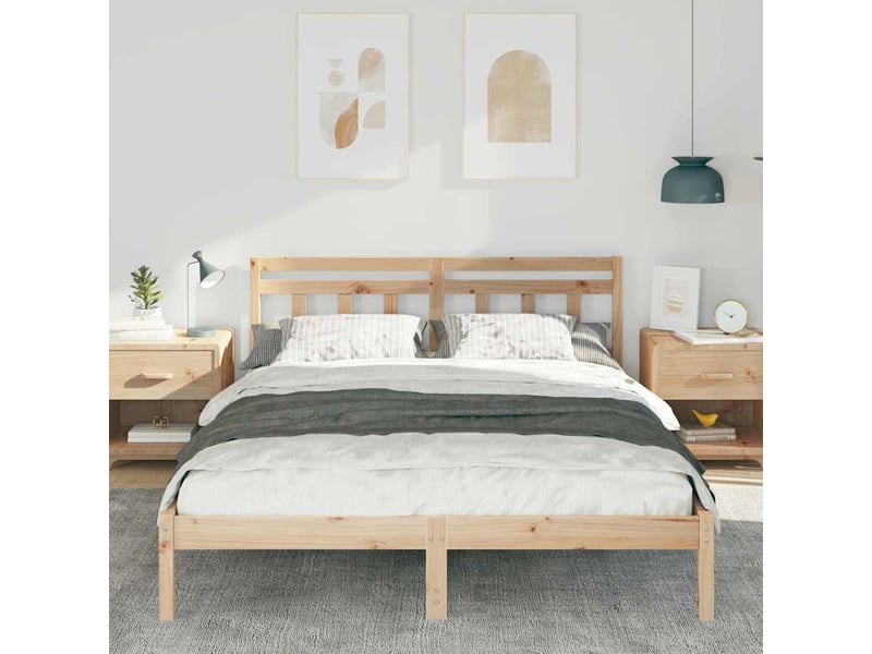 Lit double- lit adulte - cadre de lit marron 150 x 200 cm pin massif - Conforama B