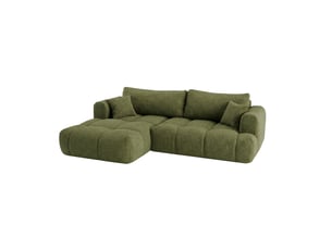 Canapé nuage angle gauche en bouclette et pin massif vert - assise moelleuse - elina - morphea