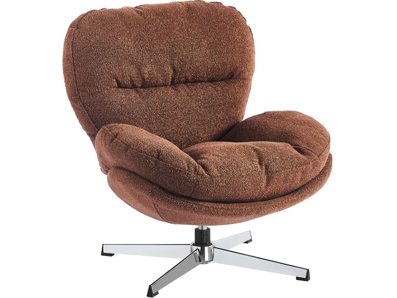  Fauteuil pivotant en tissu bouclé rouille et piètement chromé - oli Oli - Conforama D