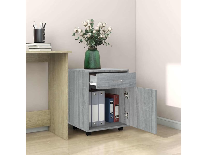  Armoire de rangement roulante sonoma gris 45x38x54 cm bois d'ingénierie  - Conforama C