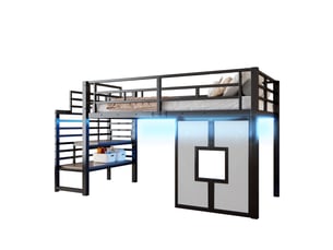 Lit mezzanine 90x200 cm <strong>OKMYHOME</strong>  <strong></strong> coloris noir