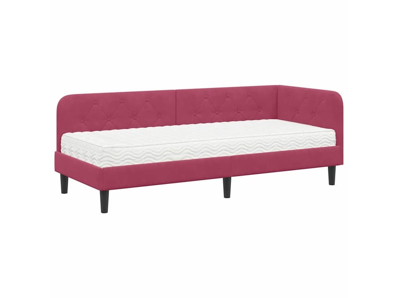 Lit simple- lit adulte - cadre de lit d'angle bordeaux 80 x 200 cm velours - Conforama A