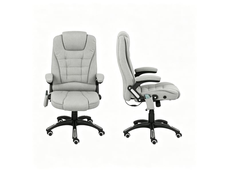 Fauteuil de bureau massant chauffant,68x72x110-120 cm,inclinable,gris clair - Conforama A