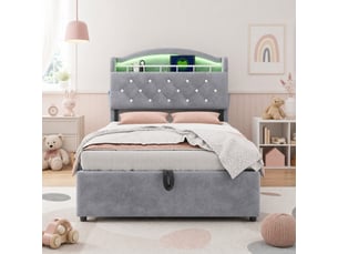 Lit coffre 90x200 cm <strong></strong>  <strong></strong> coloris gris