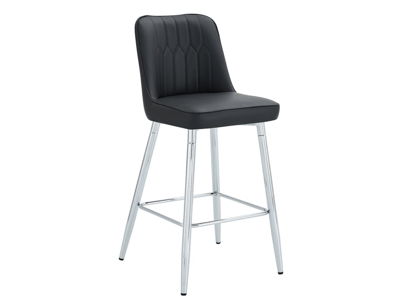 Lot de 2 tabourets de bar avec dossier ergonomique et repose-pieds, en pu et métal noir et argent  - Conforama A