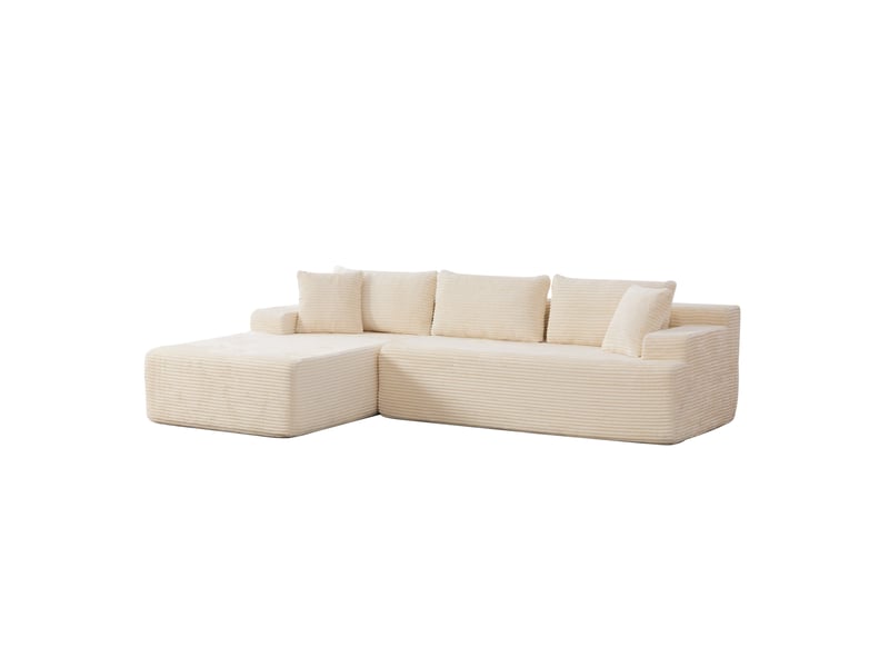 Canapé modulable ivoire tissu chenille, canapé sectionnel mousse 30d haute résilience, fond antidérapant  - Conforama A