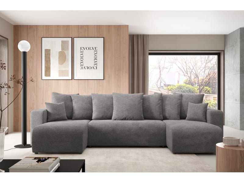  Canapé d'angle convertible evora u gris anthracite  - Conforama B