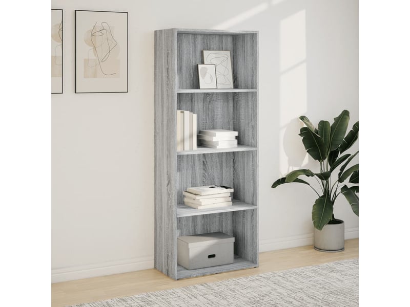 Bibliothèque, meuble de rangement salon sonoma gris 60x30x152 cm bois d'ingénierie - Conforama C