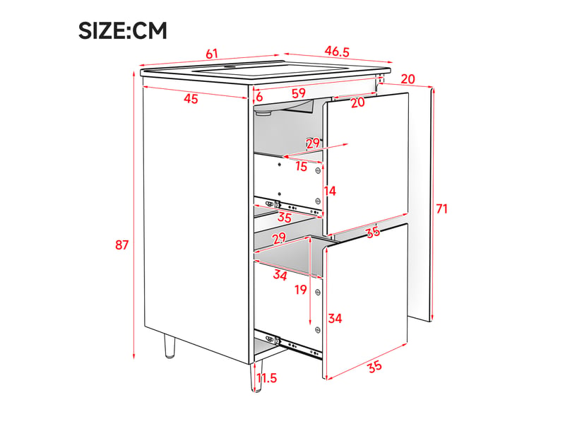  Meuble vasque sur pied 61x46,5x87 cm avec 2 tiroirs coloris bleu  - Conforama C