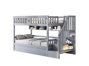 Lit avec rangement 90x200 cm WISHDOR   coloris gris
