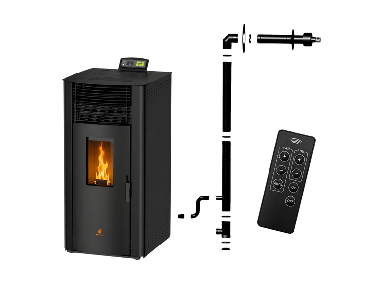 Poêle à granulés étanche emma 15 kw + kit conduit ventouse - noir  - Conforama A