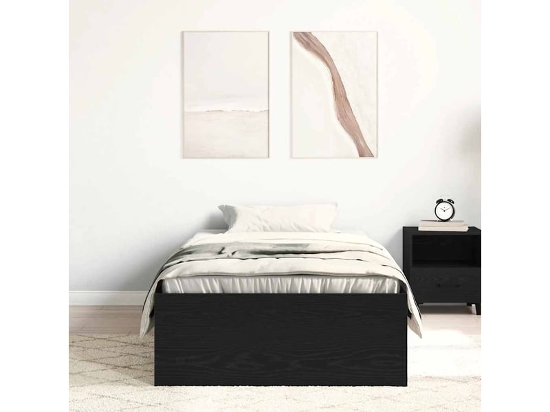  Lit simple- lit adulte -  cadre de lit sans matelas en chêne noir 100x200 cm bois d'ingénierie  - Conforama B