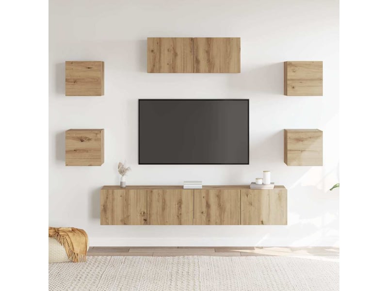  Ensemble de meuble tv - banc tv - meuble de rangement mural 7 pcs chêne artisanal  - Conforama C