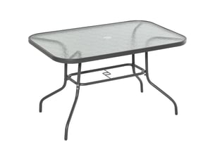 Table de jardin rectangulaire 6 personnes métal et verre trempé gris 120 x 80 x 70 cm