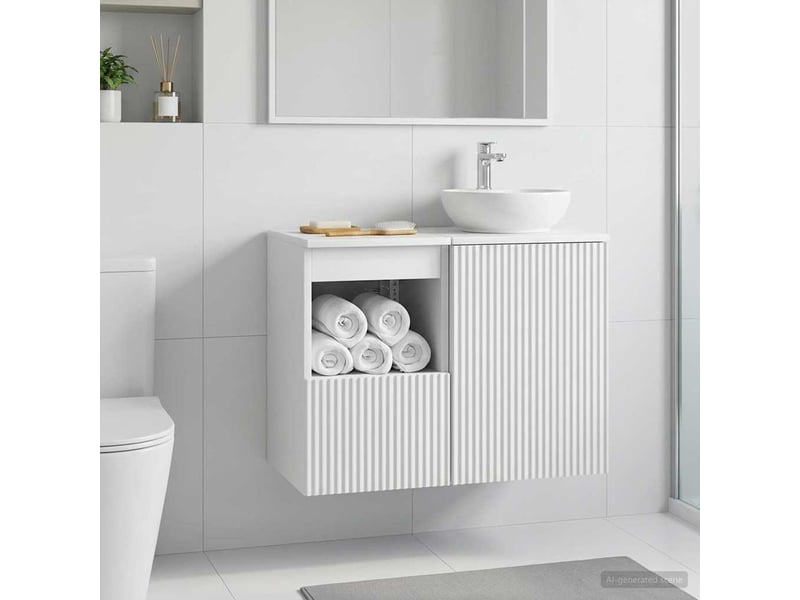 Armoire de salle de bain, meuble de rangement blanc 30x35x50 cm  - Conforama B