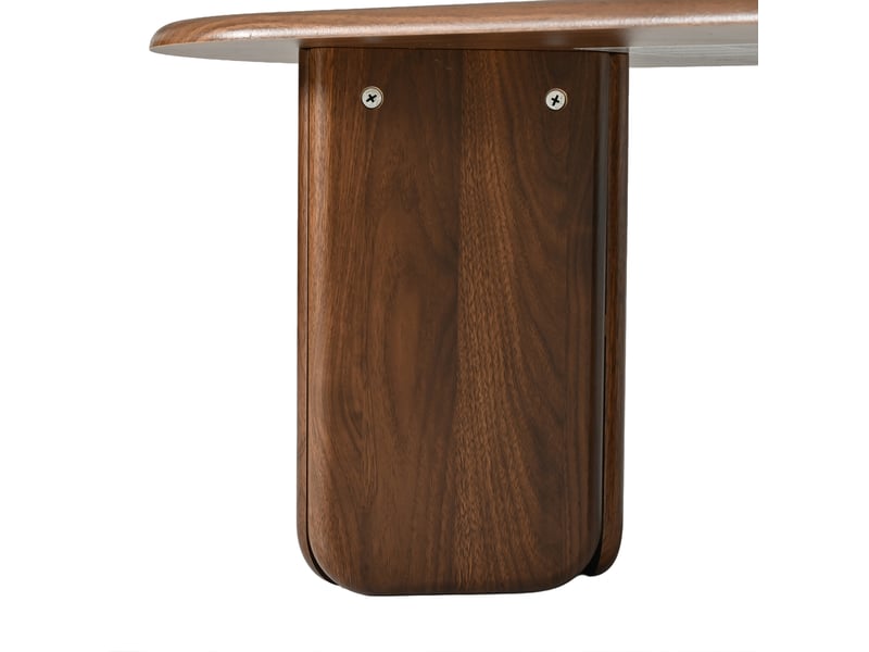  Table basse ovale en mdf aspect noyer 99x50x40 cm avec pieds robustes et capacité de charge de 40 kg  - Conforama E