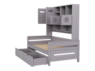 Lit avec rangement 90x200 cm C-CRAFTLINK coloris gris