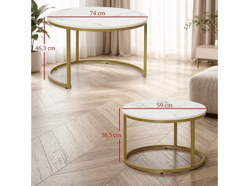  Duo de tables basses rondes - design gigogne, gain de place - idéal salon moderne  - Conforama C