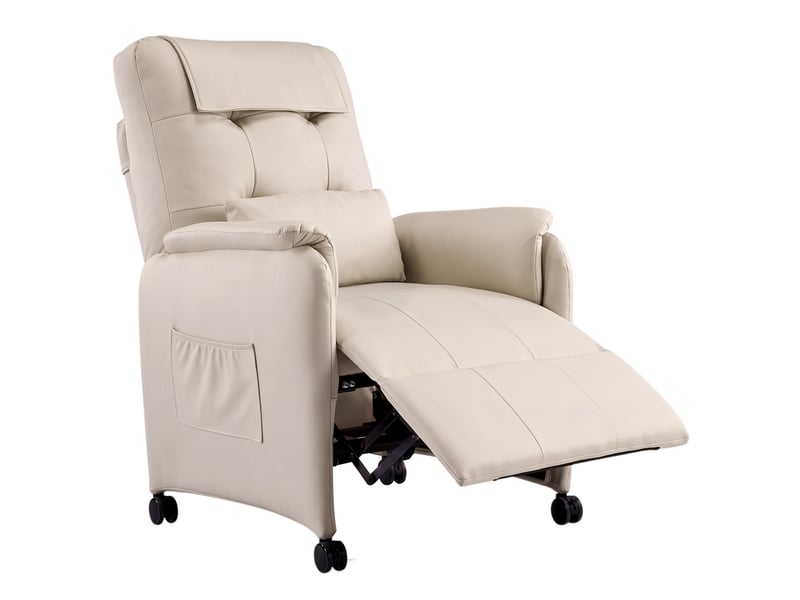 Fauteuil de massage électrique, fauteuil détente pour télévision avec fonction massage et chaleur, 4 roues, blanc crème - Conforama A