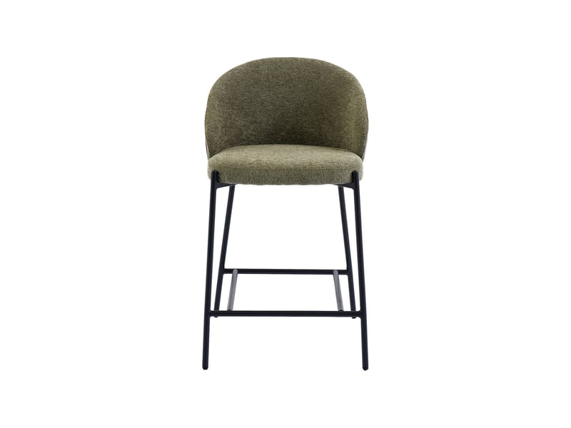  Lot de 2 tabourets de bar bois de peuplier teinté noyer. Acier noir et tissu texturé kaki - paul  - Conforama E