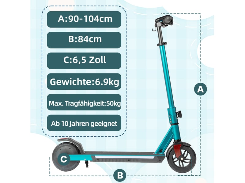  Trottinette électrique enfant 84x104 cm pliable verte  - Conforama E
