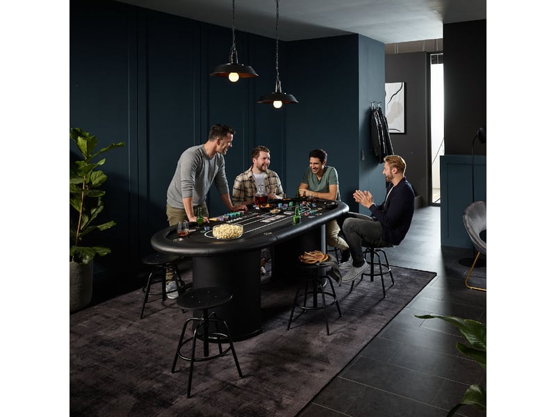  Home deluxe - table de poker avec mallette casino - avec éclairage led et porte-boissons, pour jusqu'à 9 personnes i table de jeu table de poker  - Conforama C