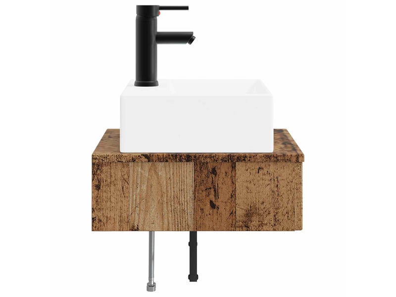  Basin de lavage mural, lavabo bois ancien 40x41x39 cm  - Conforama D