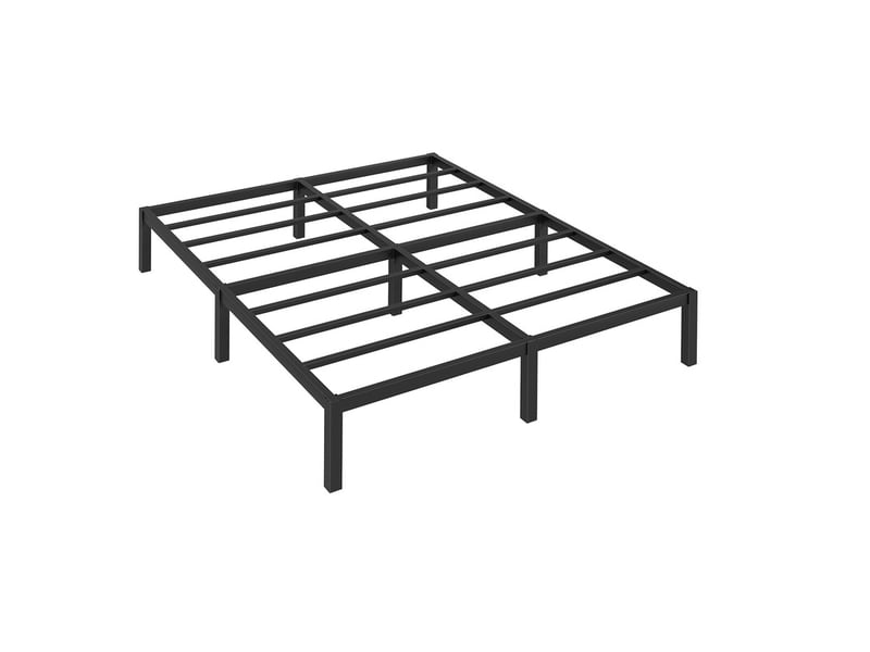  Lit 90x200 cm havenlyhome, cadre de lit double en métal avec lattes, charge max. 350 kg, montage facile, lit 2 personnes silencieux, noir  - Conforama A