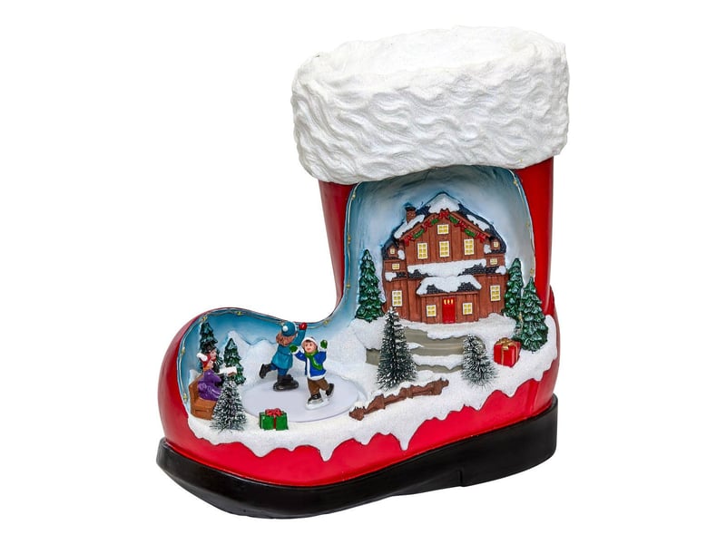  Village de noël lumineux botte animé et musical 12 led à piles SOJIR - Conforama A