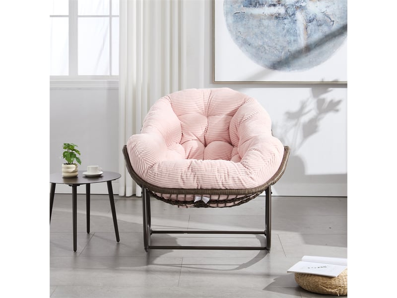  Fauteuil à bascule en rotin avec coussin rembourré et dossier pour extérieur  - Conforama B