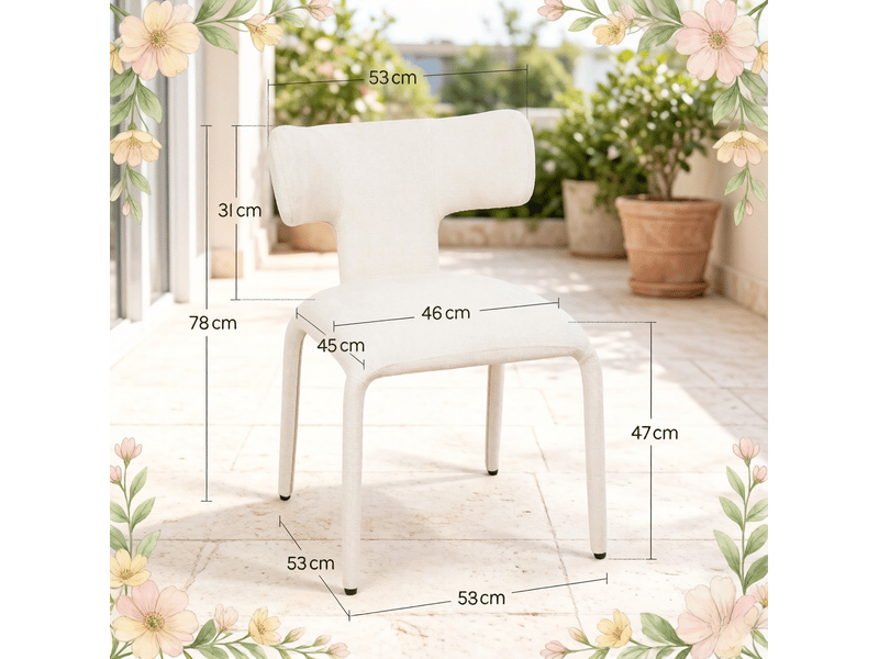  Chaise de salle à manger lot de 2 pivotantes avec dossier incurvé et roulettes en lin et métal crème abricot  - Conforama C