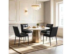 Lot de 4 chaises de salle à manger noires avec dossier rembourré, structure en métal