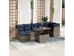 Vidaxl ensemble de canapé de jardin 8 pcs avec coussins gris résine tressée