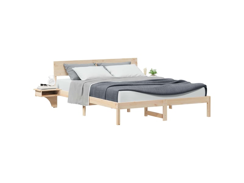  Lit double- lit adulte -  cadre de lit avec tête de lit marron 150 x 200 cm pin massif  - Conforama A